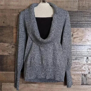 Dress Barn Gray Cowl Neck Layered Look Sweater Size S